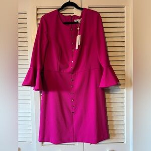 Trina Turk Fuchsia Long Sleeve Mirana Dress Size 14 New